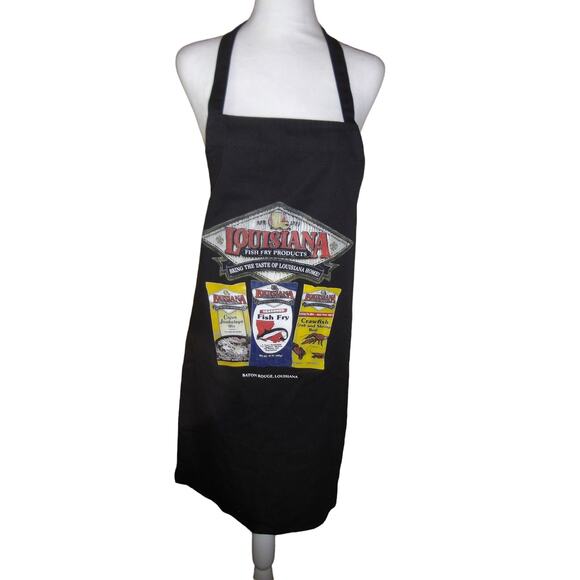 Louisiana Fish Fry Black Canvas Apron 29" Wide - Picture 1 of 1